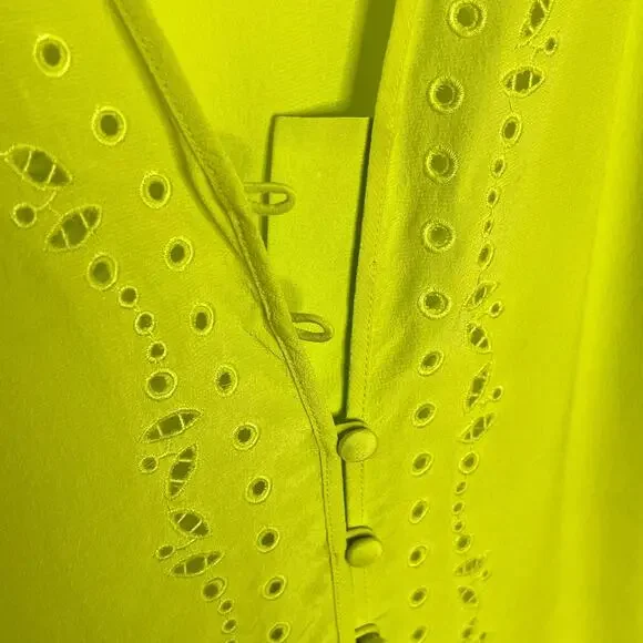 Veronica Beard Womens Long Sleeve Silk Blouse 0 Green Floral Embroidered V Neck - Picture 12 of 16